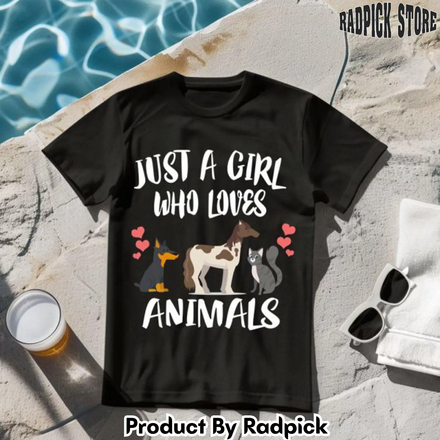 Just a girl who loves animals dog cat horse tshirt rp2628084